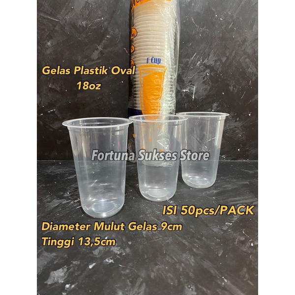 [ADA HARGA GROSIR] [ISI 50PCS] GELAS OVAL 18OZ / U CUP BAHAN PP PLASTIK 18OZ - CUP PLASTIK 18OZ