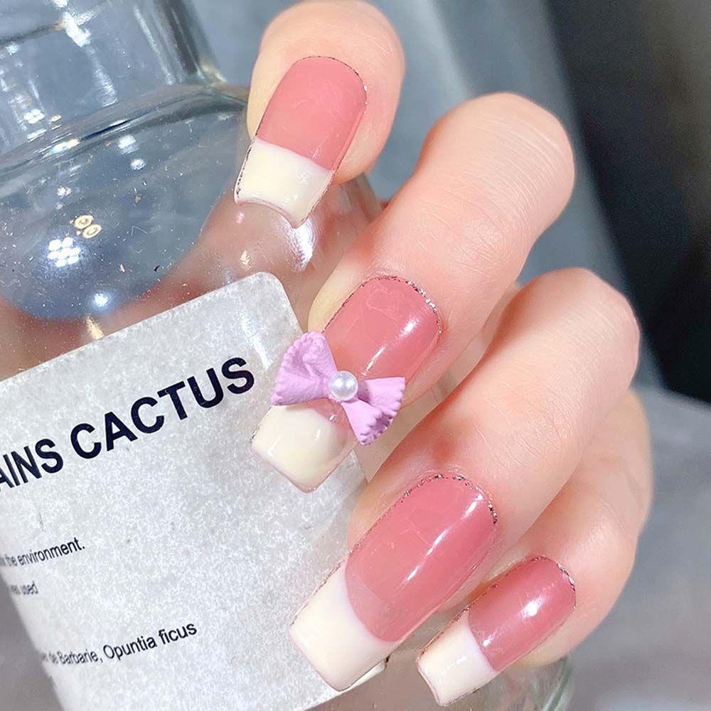 Mxbeauty Hiasan Nail Art 2pcs Warna Silver Candy Color Bownot Rhinstone Pearl Bow Busur Kuku Charms