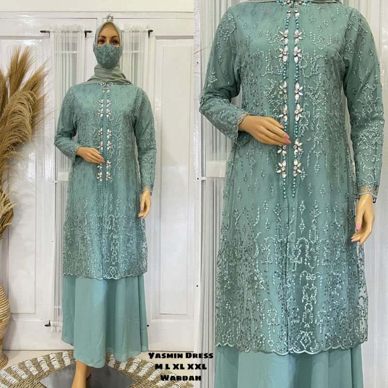 Yasmin Dress JN / Gamis Pesta Mewah / Kebaya Gamis Modern / Kebaya Terbaru / Kebaya Modern / Dress Kondangan / Dress Kekinian / Dress mewah