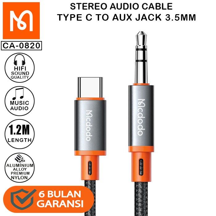 MCDODO CA-0820 Cable Aux 3.5mm to Type C - Premium Audio Stereo Garansi Resmi 6 Bulan