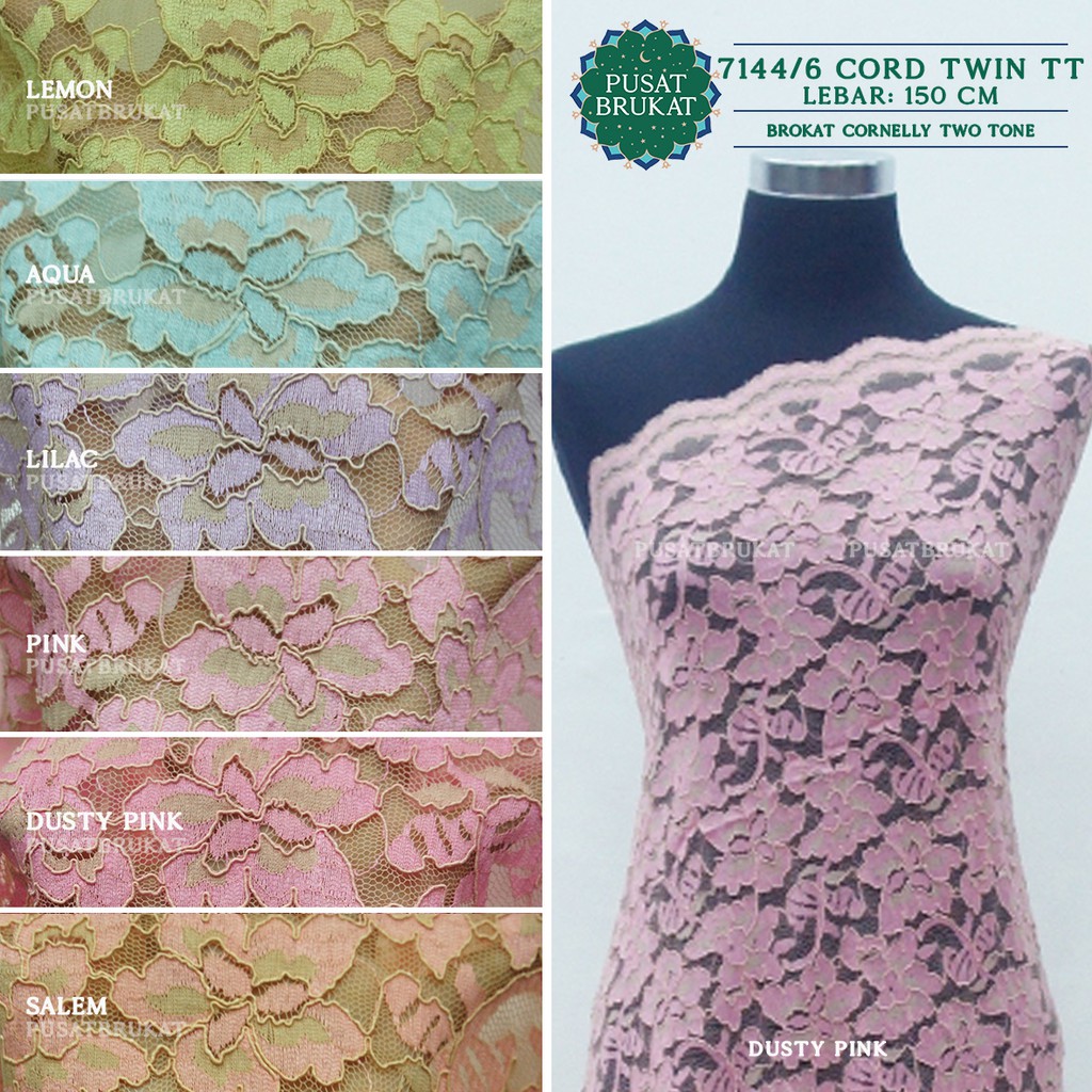 KAIN BRUKAT CORNELI 7144/6 CORD TT - BAHAN KEBAYA BROKAT CORNELLY TWO TONE DAYANA [harga per 0.5m]