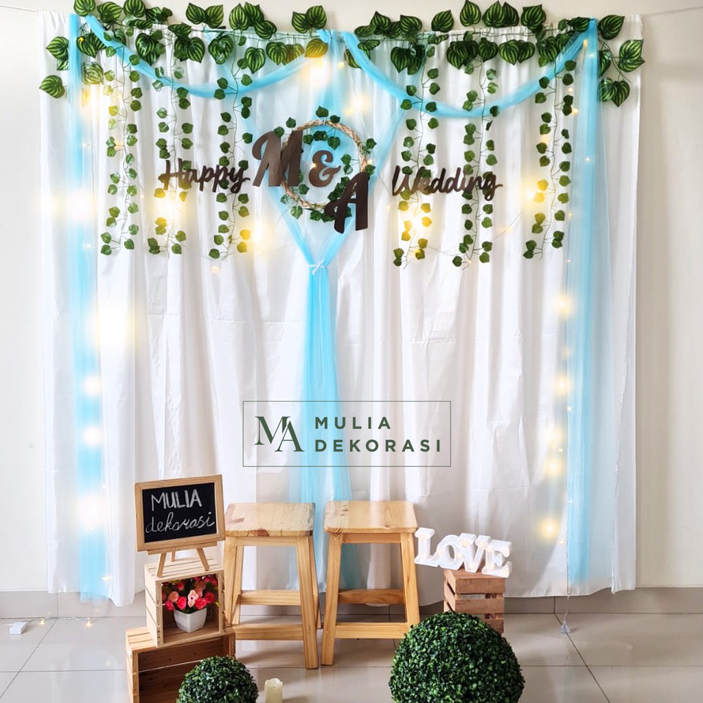 Dekorasi Lamaran Tunangan Backdrop Nikahan PhotoBooth DIY Akad Nikah Aqiqah Khitan Paket Mulia Q