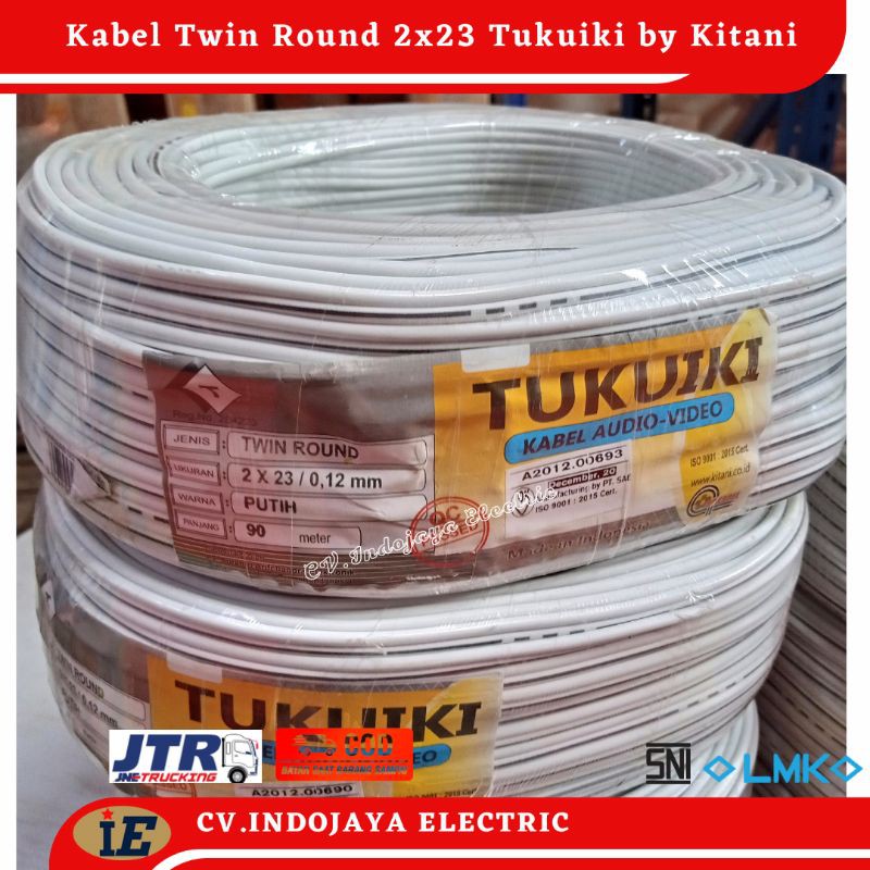 Kabel Twin Round 2x23 Tukuiki panjang 90 meter/kabel serabut murah Kitani