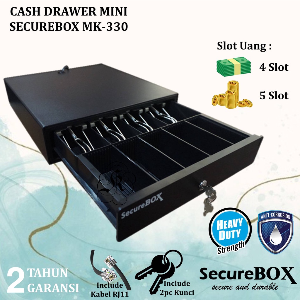 SECUREBOX MK330 CASH DRAWER MINI RJ11 / BOX LACI UANG KASIR SECURE BOX MK-330