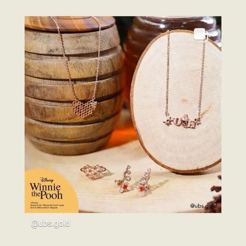 Kalung dan cincin winnie the pooh dewasa UBS kadar 375 8K