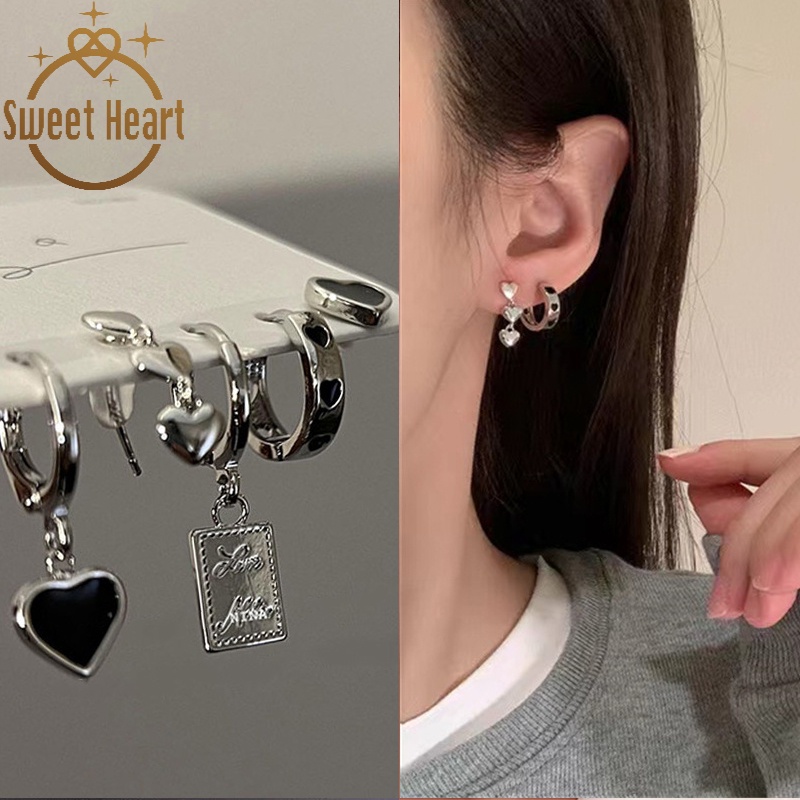 Set Anting Bentuk Hati Gaya Korea