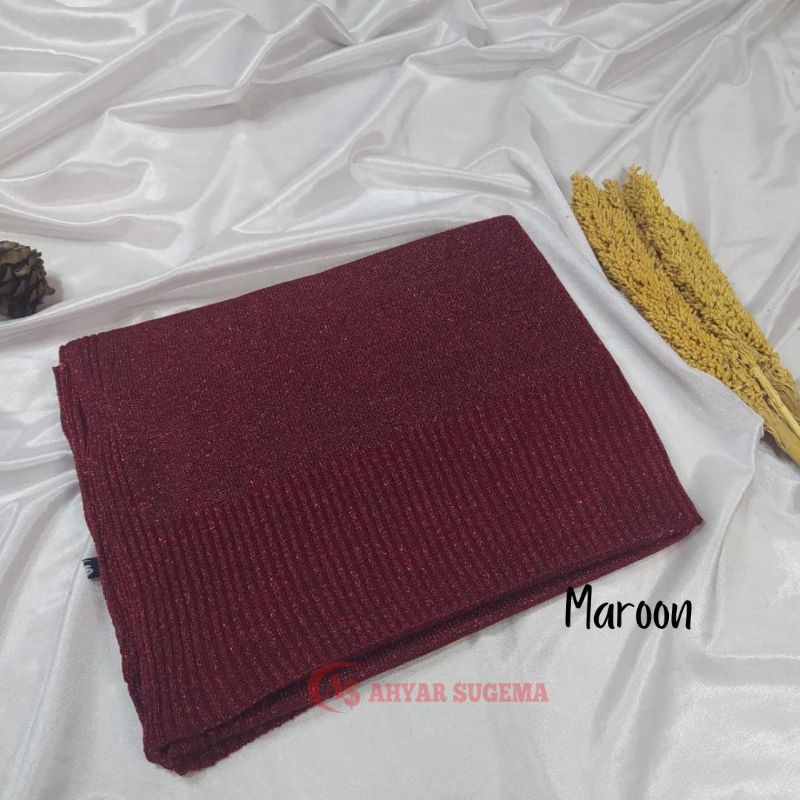Kerudung Pengantin Pashmina Rajut Glitter Premium Varian Warna Merah Ukuran 60 x 180 cm-4