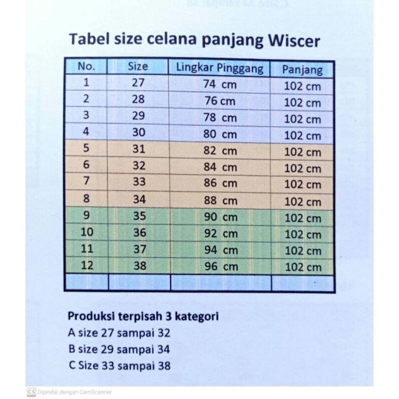 CELANA PANJANG (WC.WISCER)ORIGINAL