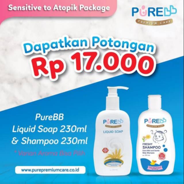 PURE BABY Paket Promo Bundling Liquid  Soap 230m and Shampoo 230ml l