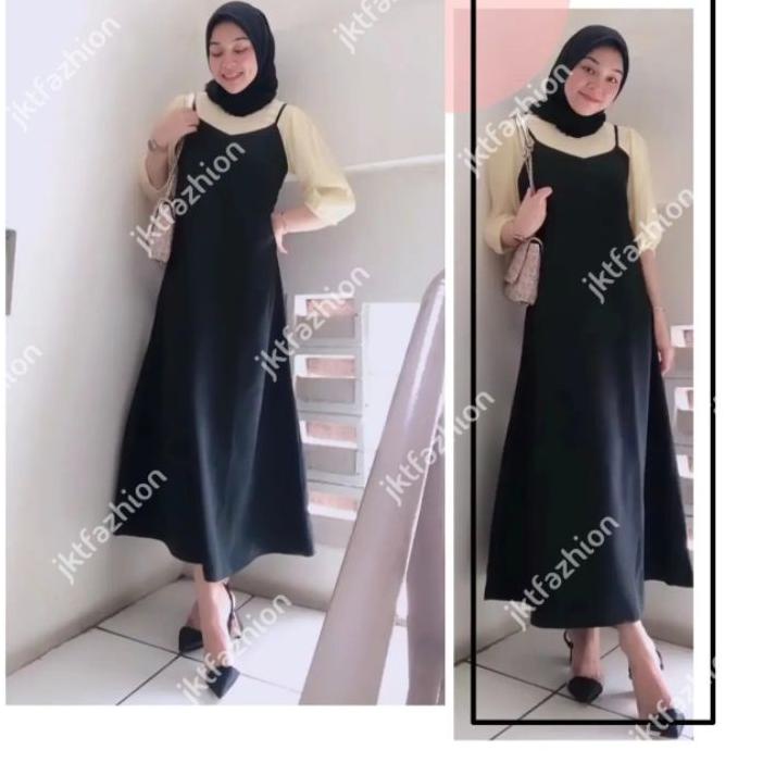 ✩ Long Dress Satin Tali Kecil Wanita Gaya Korea - Dres Saten Velvet ⅎ