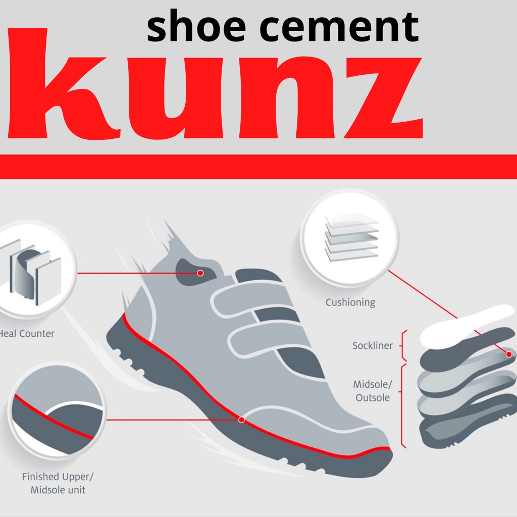 Lem Sepatu - Kunz Shoe Cement - sepatu bahan karet rubber PU Boost kulit leather bola futsal kanvas mesh suede