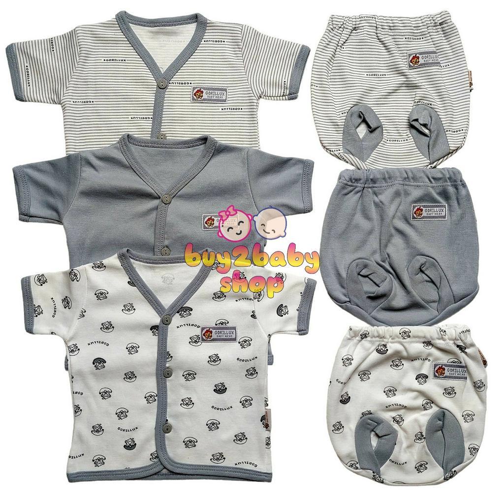 Baju bayi setelan Gorilux Premium Series best cotton bayi usia 0-3 Bulan isi 3 setelan