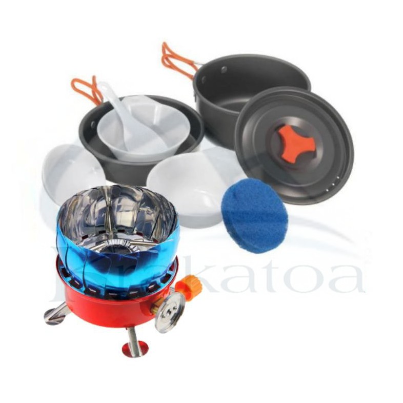 Kompor Portable Windproof &amp; Cooking set 3 Orang  DS-200 DS200 Anti Angin SY200 SY-200
