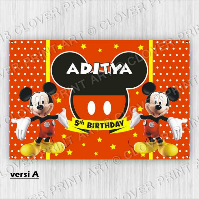 Backdrop Banner Ulang Tahun Anak Mickey Mouse