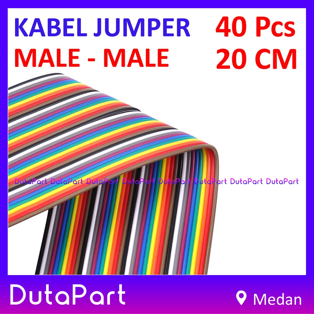 40Pcs Kabel Jumper 20cm MALE to MALE Dupont Cable Wire Pelangi