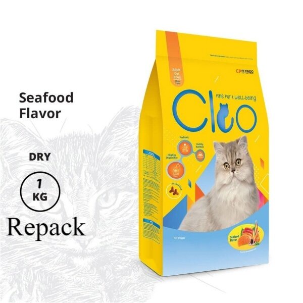 Makanan Kucing Cleo Adult Rasa Seafood 1kg Repack 1 kg Dewasa Cat Food