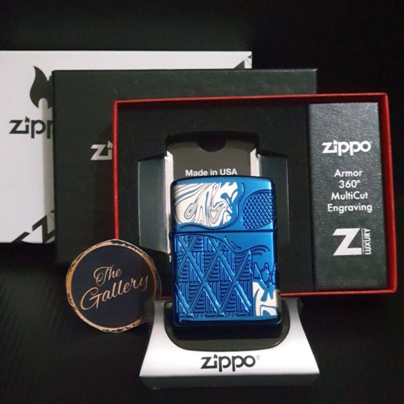 New 49705 ORIGINAL ZIPPO ARMOR SAPPHIRE SKULL DESIGN 4 SIDE Best Quality