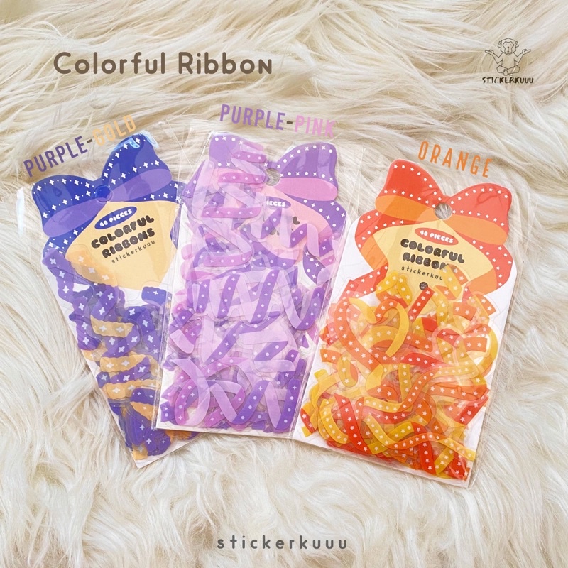 

40 pcs Sticker Deco Dekorasi Colorful Pita Ribbon murah Indonesia