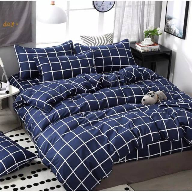 SPREI MOTIF AESTETIC KOTAK KOTAK SPREI KATUN LOKAL BAHAN KATUN DISPERSE ASLI ADEM TIDAK LUNTUR SPREI MURAH MOTIF MINIMALIS