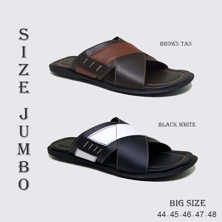 Sandal Pria Ukuran Jumbo / Ukuran Besar - Big Size 44 45 46 47 48 | Sendal Kulit Asli Mzio J12 ORIGINAL