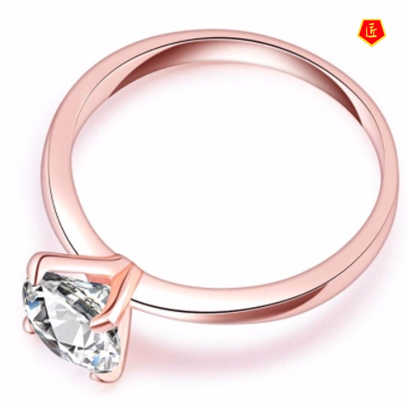 [Ready Stock]Classic Unique Women Diamond Ring 14K Rose Gold