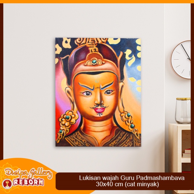 Lukisan / Painting wajah Guru Padmashambava 30x40 cm (cat minyak)