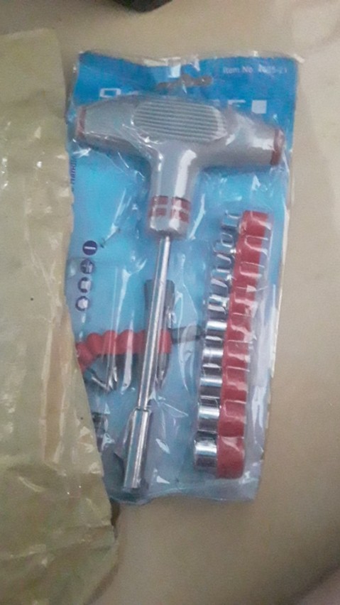 Orange Obeng Set 21 Pcs T Handle Tool Kit Mata Obeng Kunci Sok 4005-21