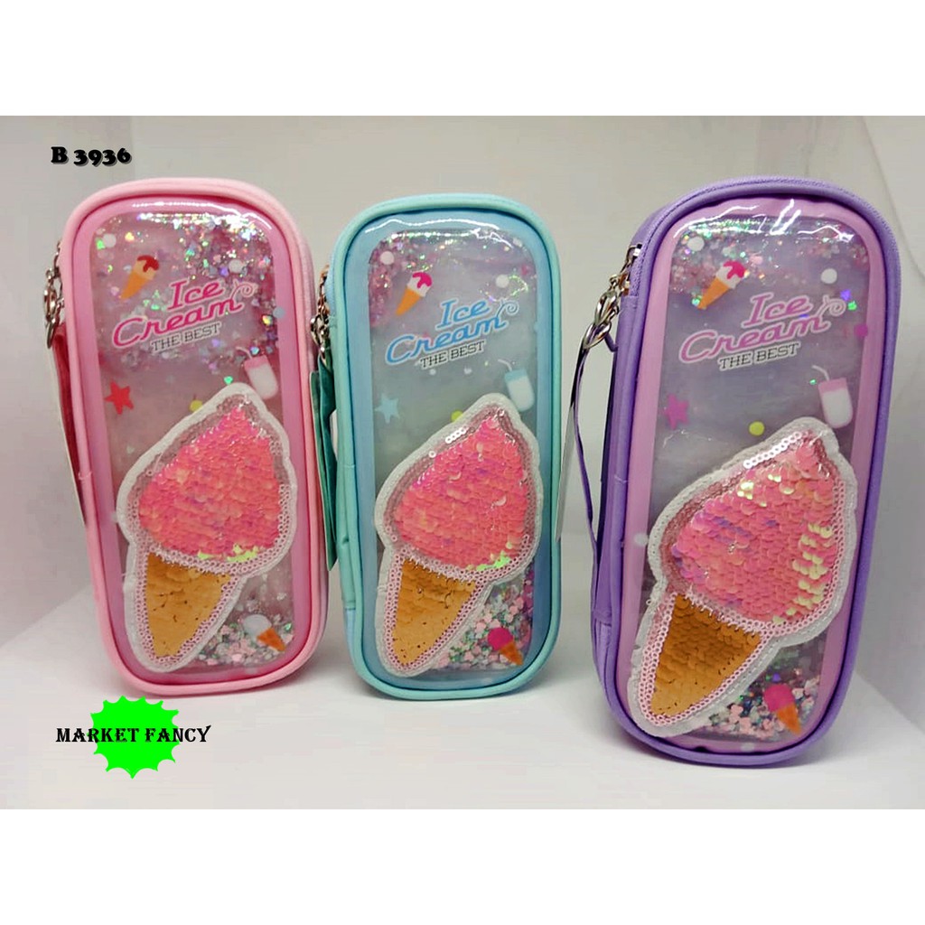 

Tempat Pensil Anak Sequin - Kotak Pensil Motif Ice Cream