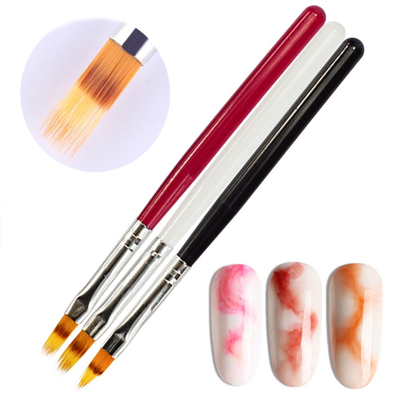 1pc Brush Pen Nail Art UV Gel Gradasi Gagang Kayu Hitam Merah Untuk Manicure