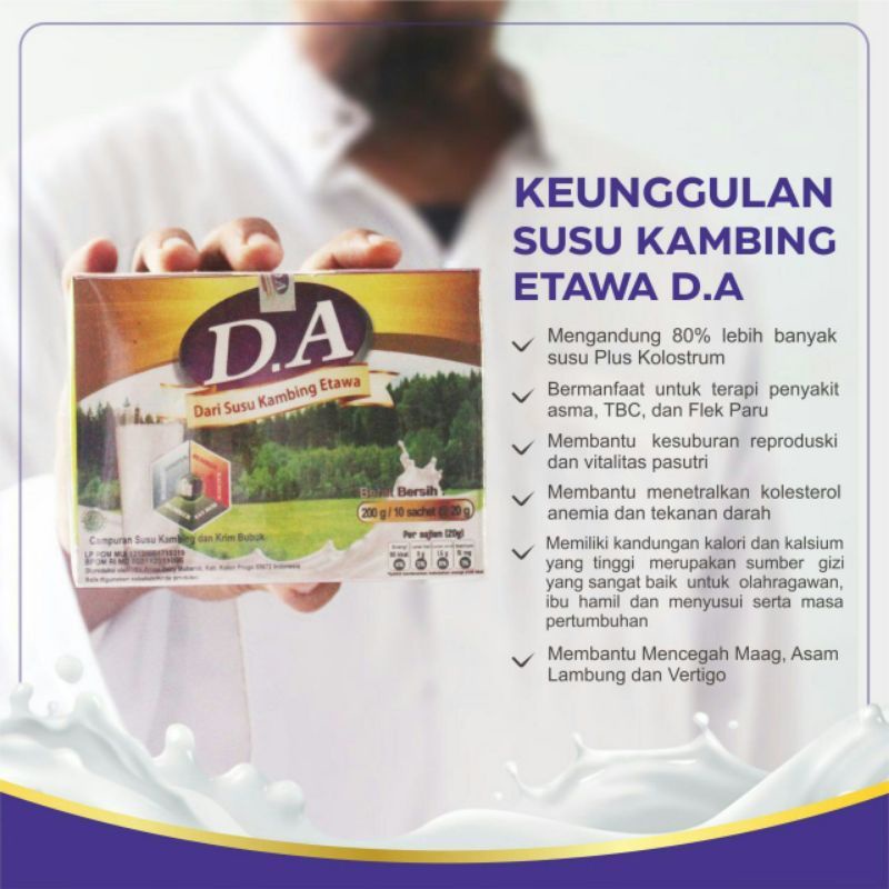 Susu Kambing Etawa Plus Kolostrum D.A - Susu Etawa D.A Bubuk 10 sacet