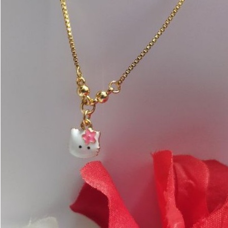 Perhiasan Kalung Emas Model Permata Hello Kitty ( Import Anti Karat Xuping Untuk Anak )