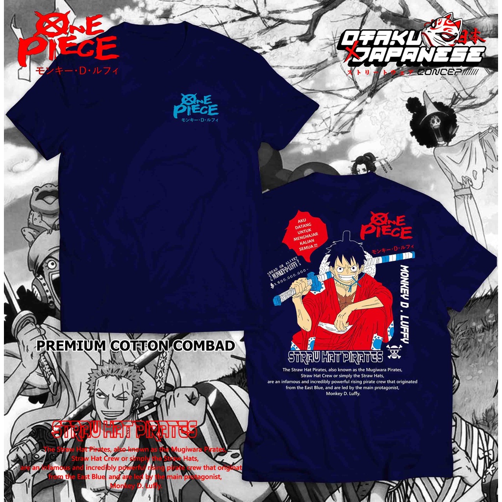 Kaos Disto Anime One Piece - Luffy Samurai Wano Streetwear Concep