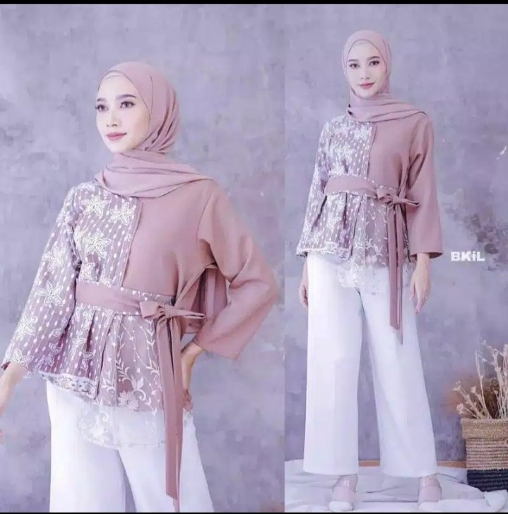 [bisa Cod] Batik Wanita Asj Sa Hrb026 Kenongo Kemeja Tosca Pendek