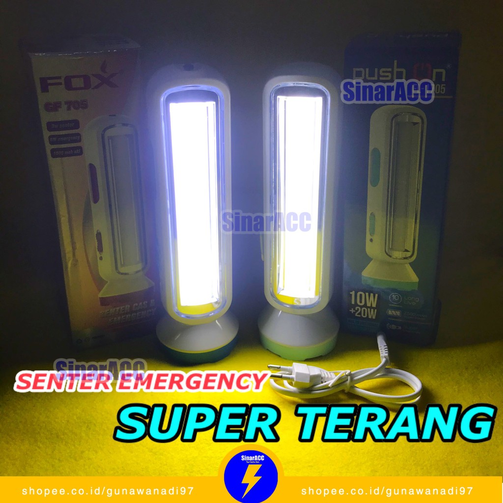 Senter fox GF 705 / 706 Emergency Super Terang led emergency panjang besar padam listrik lampu darurat