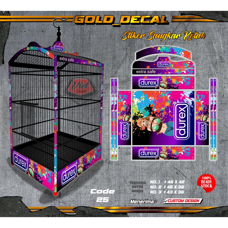 Dekal Kandang Kotak Stiker Sangkar Cuca Ijo Radja  No 1 2 3