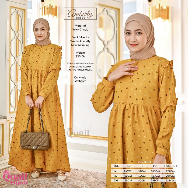 Dress Gamis Muslim Wanita Crinkle Original Quail Hijab AMBERLY