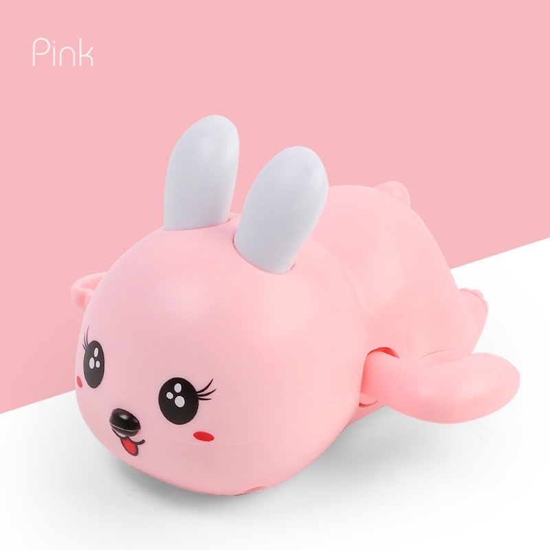 Mainan Mandi Anak bayi kura kura ikan katak bebek bergerak di air-Rabbit pink