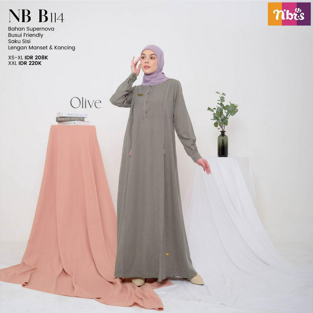 Nibras Gamis NB B114 Bahan Supernova Fashion Muslimah Simpel by Nibras bisa COD