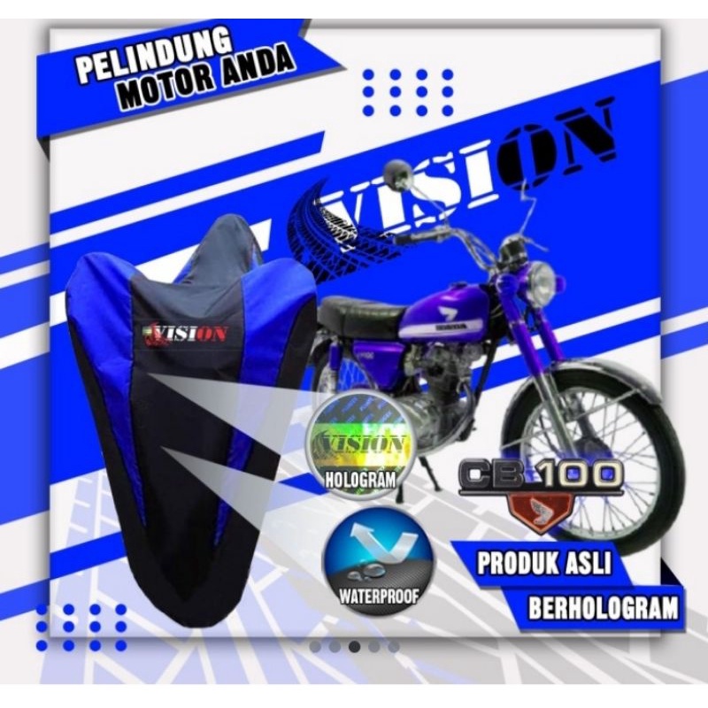 cover motor/ sarung motor Honda cb100 cb 100 vision list kuning, list biru, list merah waterproof