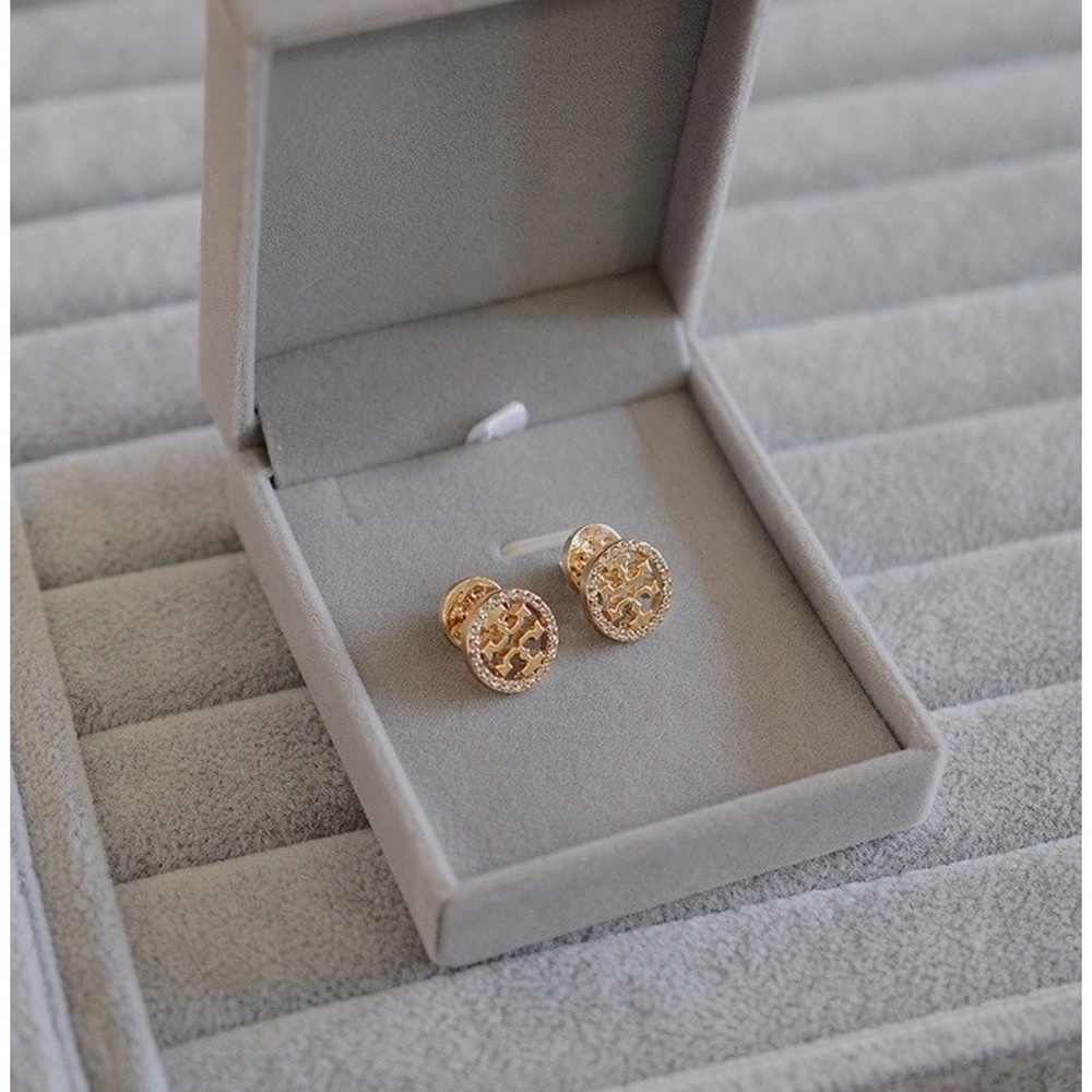 Anting Tusuk Bentuk Bulat Aksen Zircon Gaya Perancis Untuk Wanita