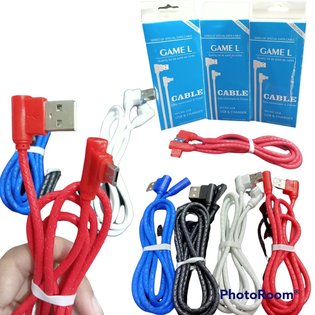 Kabel Charger Micro TYPE L 2.4A FAST CHARGING Data Kabel GAMER Android Kabel Casan V8 Tipe L 120cm