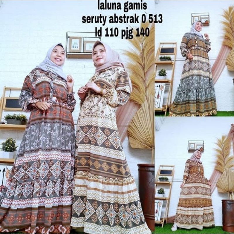 GAMIS LALUNA CERUTY/PAKAIAN WANITA MUSLIM/MAXI DRESS KERUT/BUSANA SYARI MAYUNG