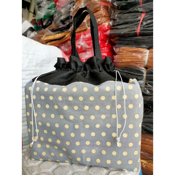 Tas Serut Polkadot Crem/Abu2 uk.22x22cm