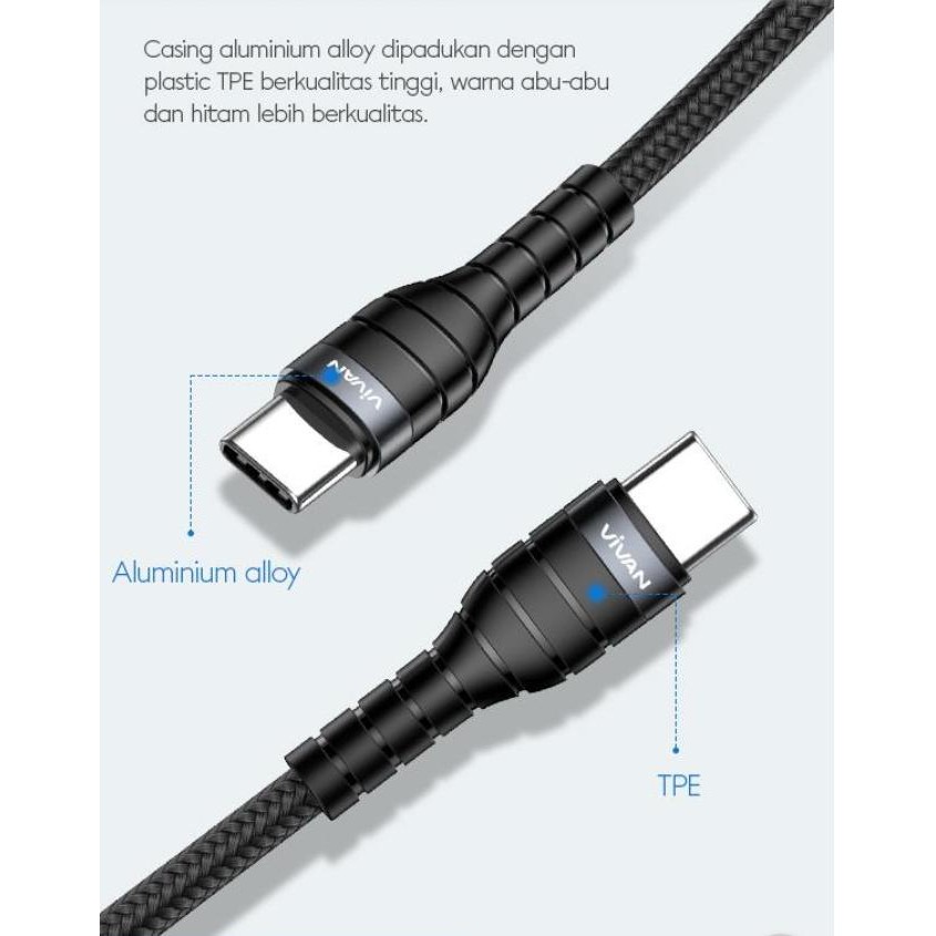 Kabel Type C to Type C Original VIVAN KPD120 Fast Charging