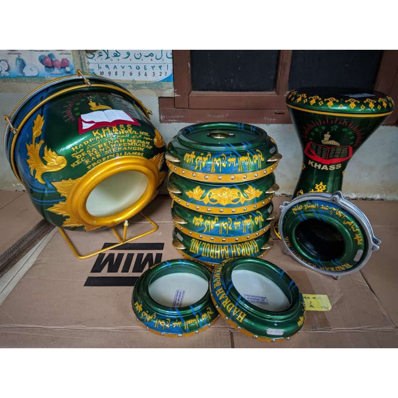 rebana hadroh,full set ukir