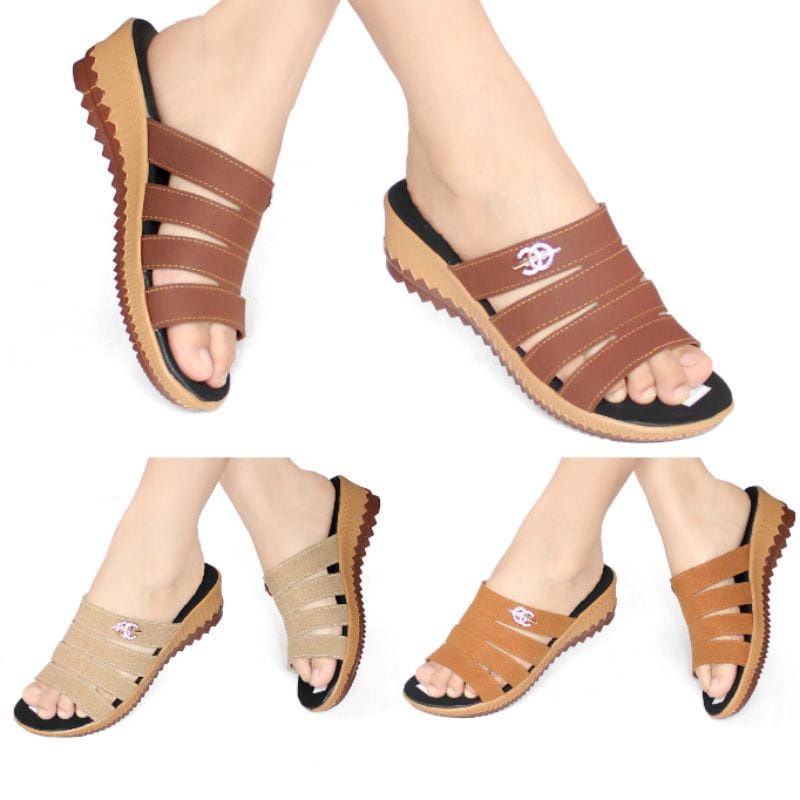 Sandal Wedges Wanita Casual Selop Murah GR ZZ