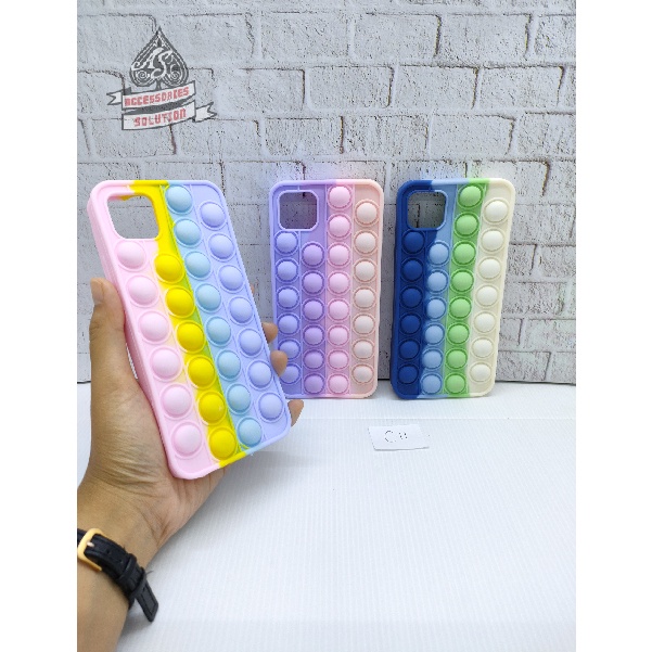 SILICONE CASE POP IT REALME 6 PRO - CASE PENGHILANG STRESS PUSH IT BUBBLE CASE RAINBOW