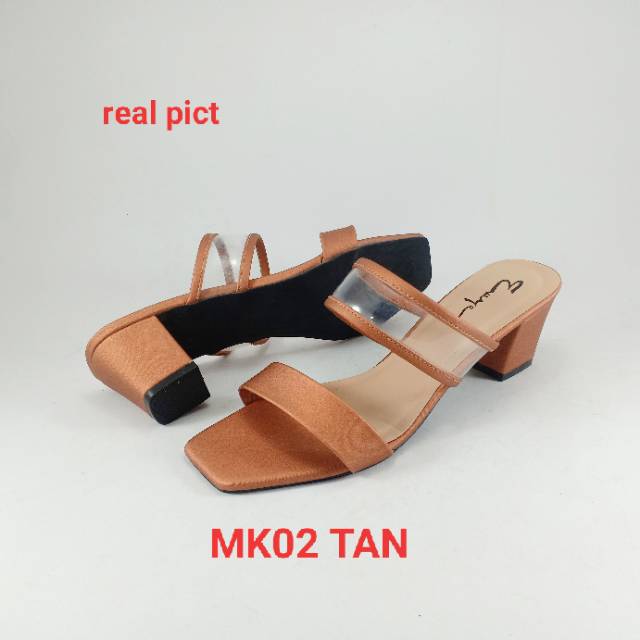 SANDAL HAK WANITA DOUBLE STRIP MK02