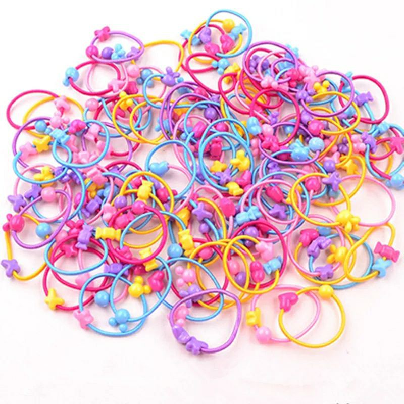 Set Ikat Rambut Anak Isi 50pc Warna Earni Bahan Karet Elastik Untuk Hiasan Rambut