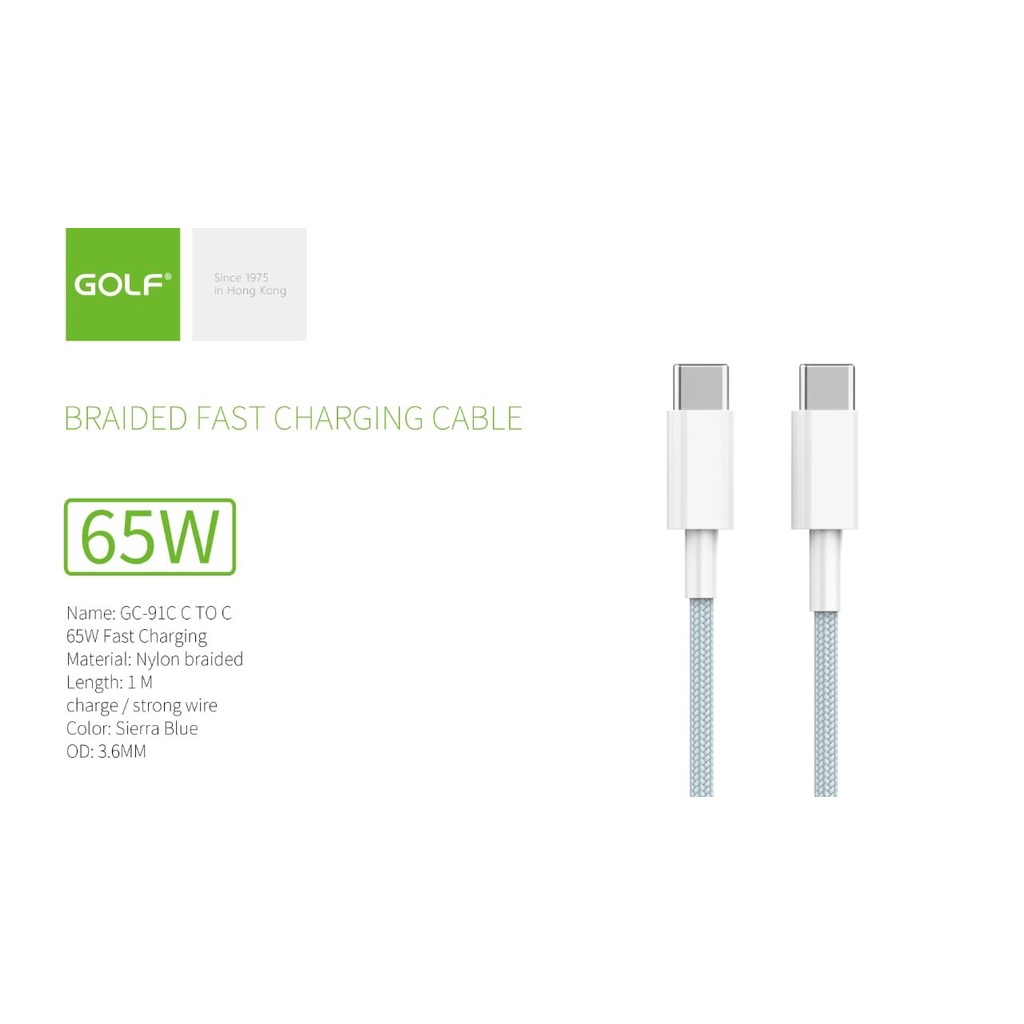 KABEL DATA GC-91C Type-C To Type-C SUPER FAST CHARGE 5A  65W.  Kualitas SUPER. Kabel braided bahan bagus kabel tebal
